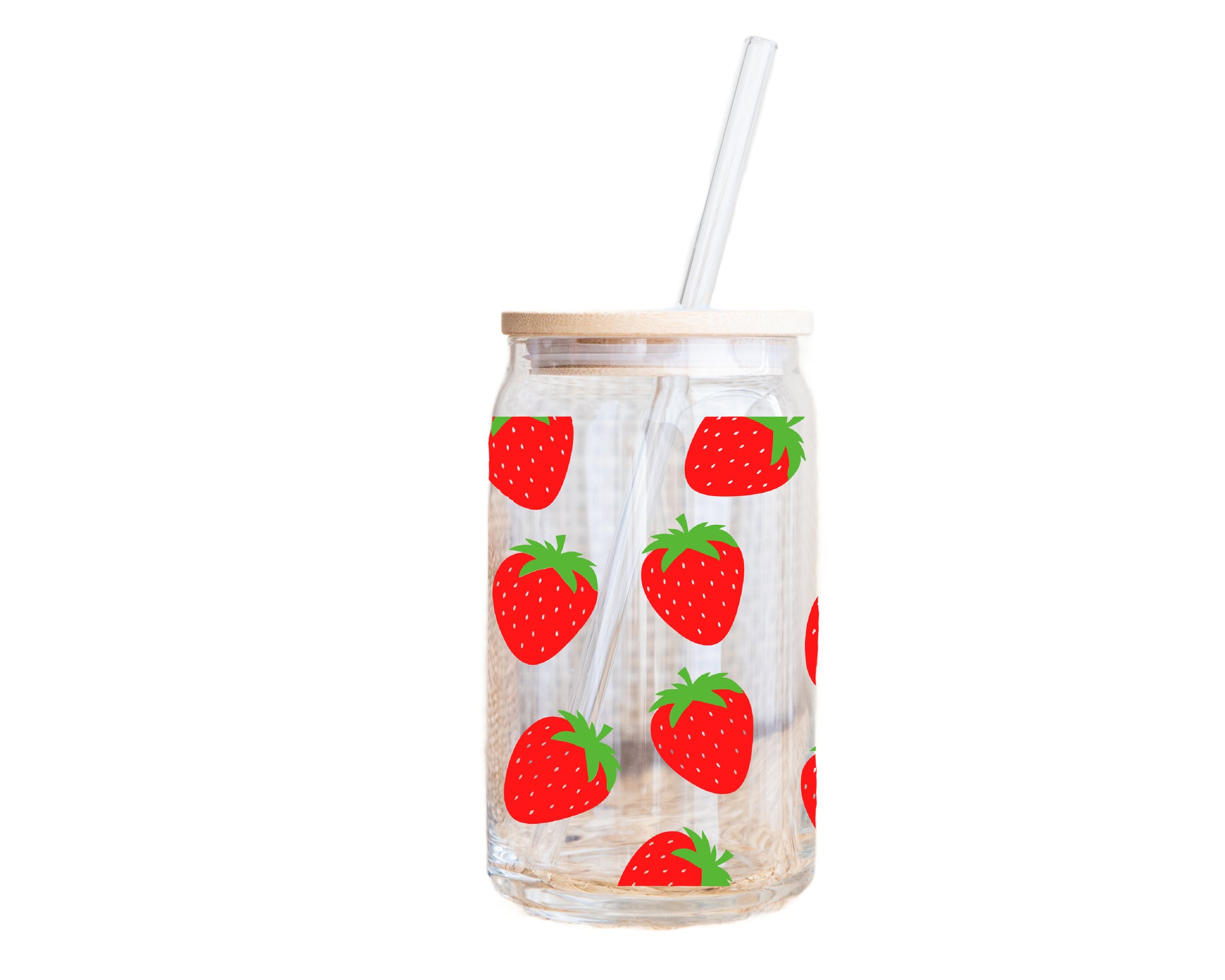 Strawberry Glass Can Cup